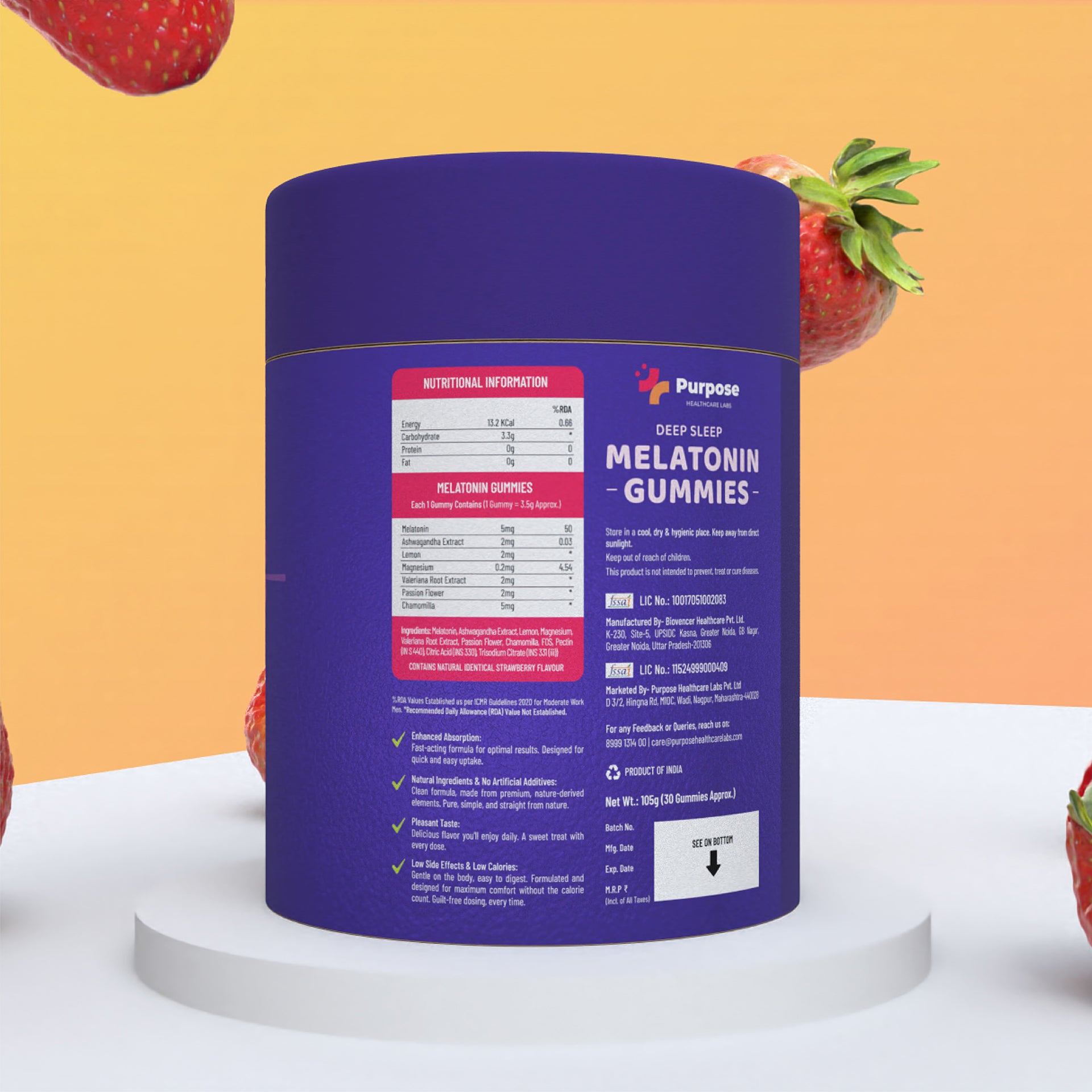 Melatonin Sleep Gummies – Pactin Based Non-Habit Forming Natural Sleep Aid - Purpose Healthcare