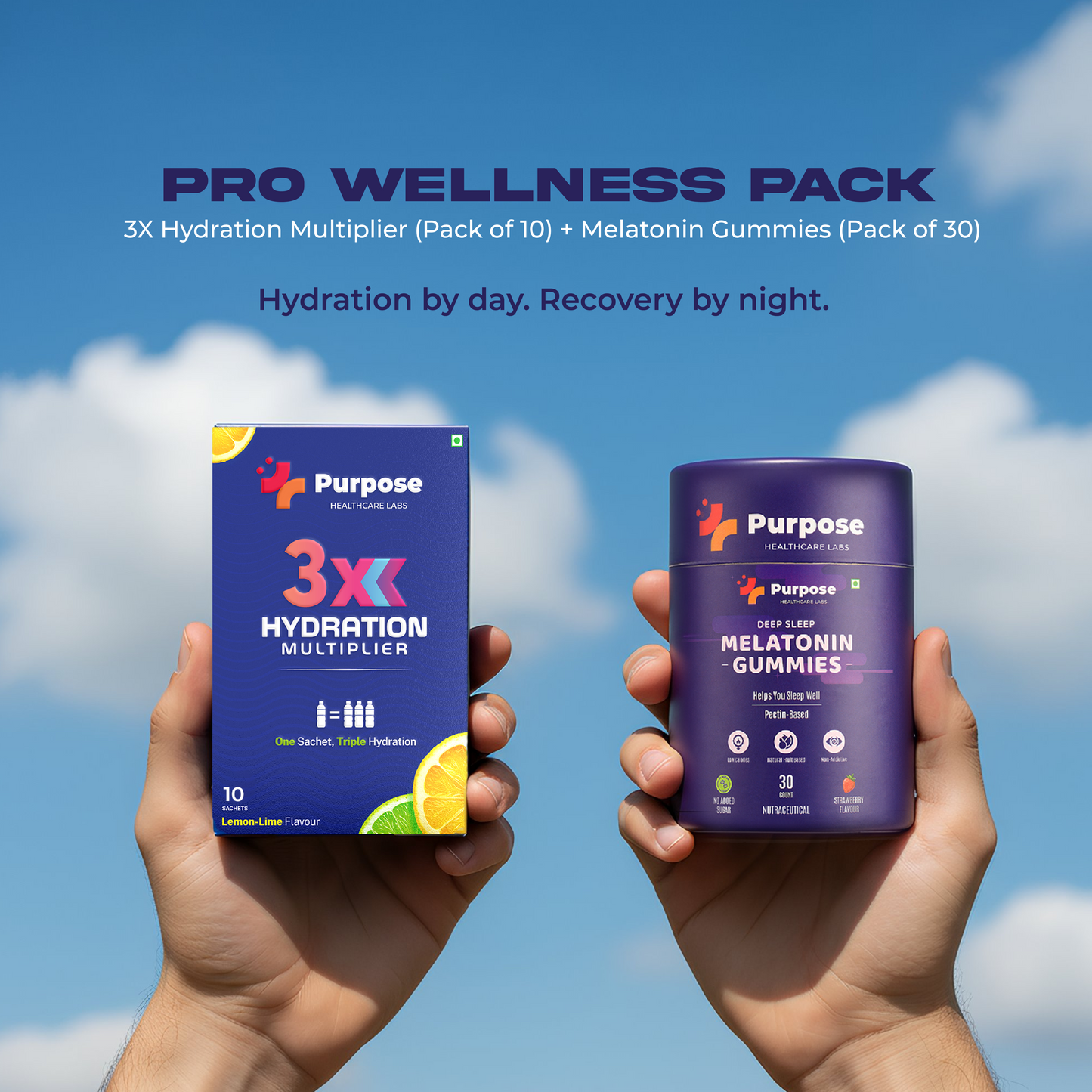 Pro Wellness Pack – 3X Hydration Multiplier (10 Sachets) + Melatonin Gummies (30 Count)