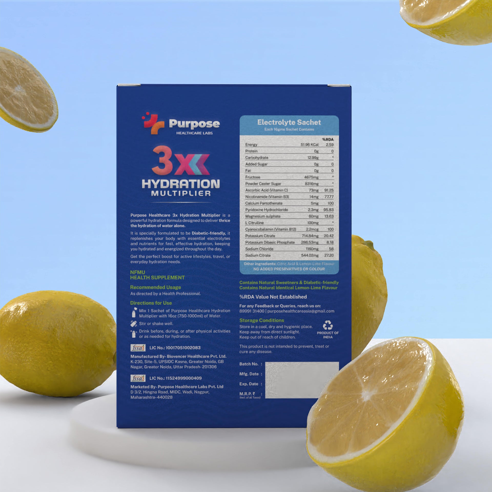 3X Hydration Multiplier with Electrolytes & Vitamins – One Sachet Triple Hydration – Pack of 10